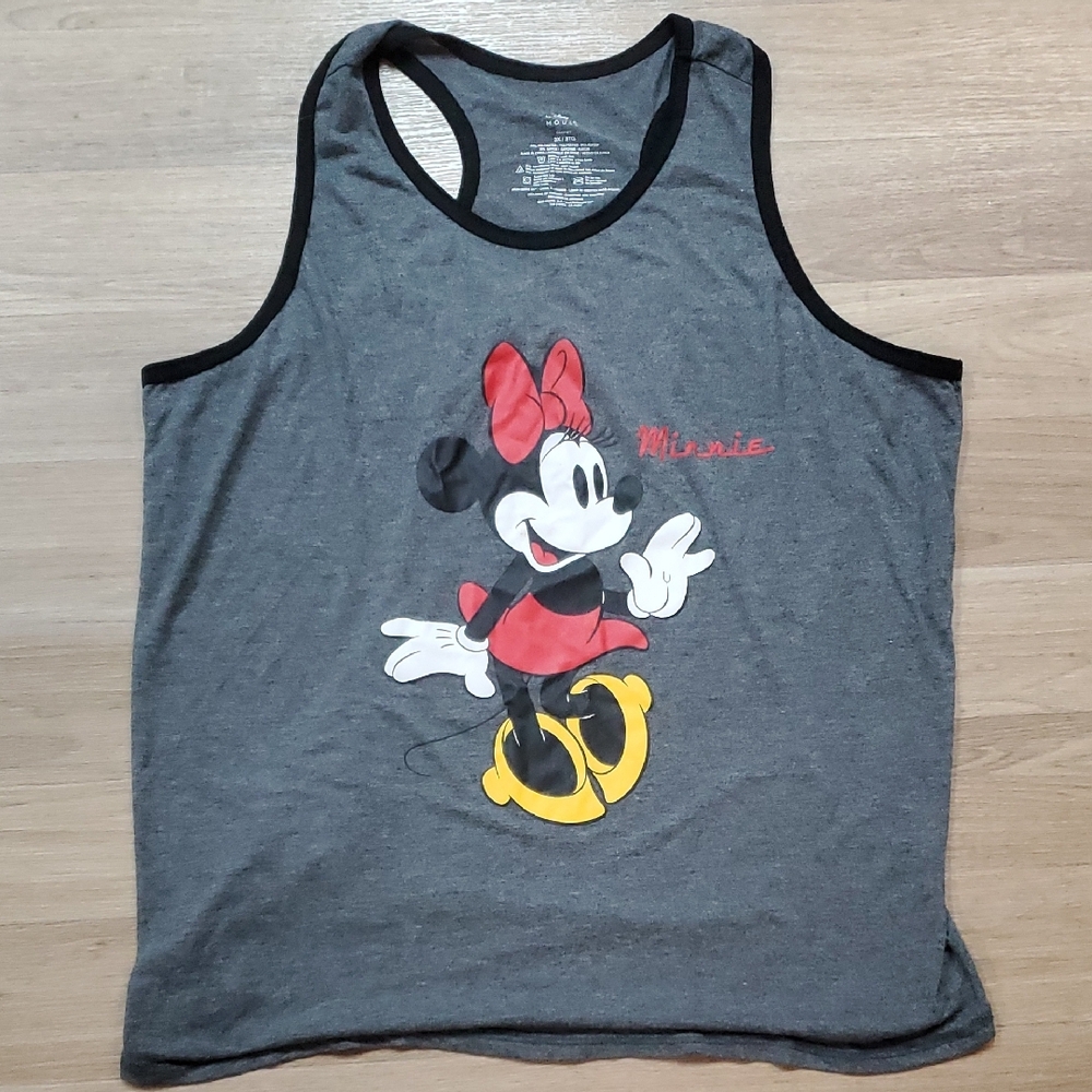 Disney Gray and Red Minnie Mouse Tank Top